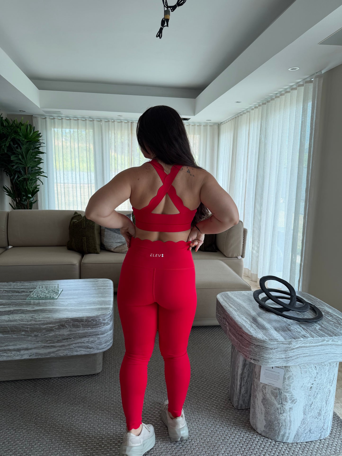 Red Scallops Sport Bra